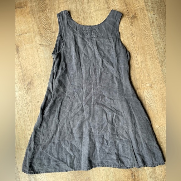 Malvin Hamburg Germany 100% Linen Tunic Dress Large Gray Sleeveless Minimalist - Picture 4 of 4
